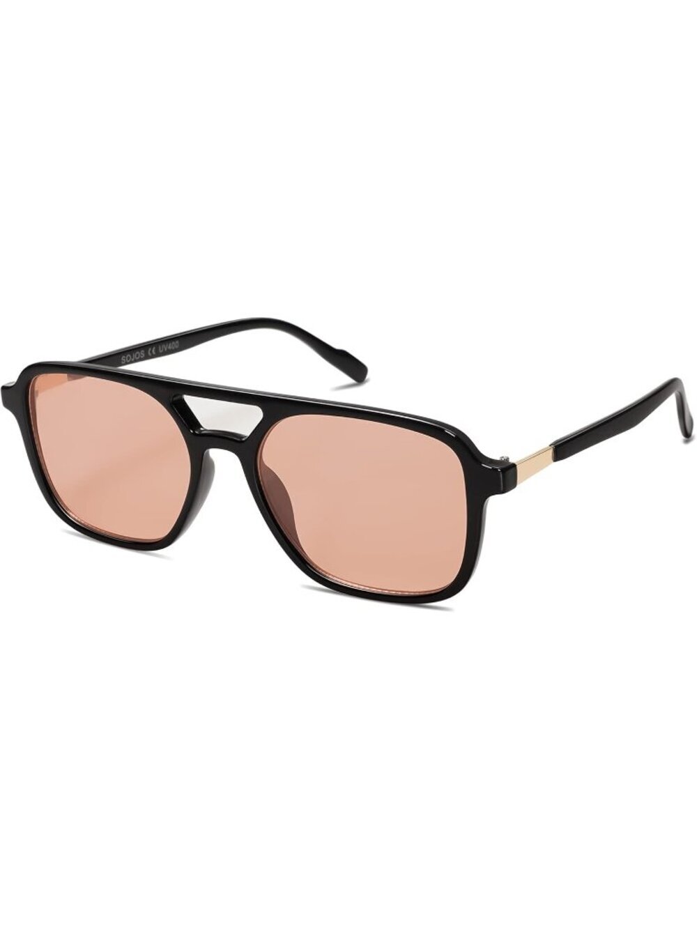 Women's Shiny Black Trendy Rectangle Retro Aviator Sunglasses Elegant Design